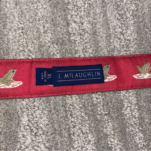 J McLaughlin Red Fabric Frog Belt Preppy Classic Made In USA Women’s Sz XL - Picture 2 of 5